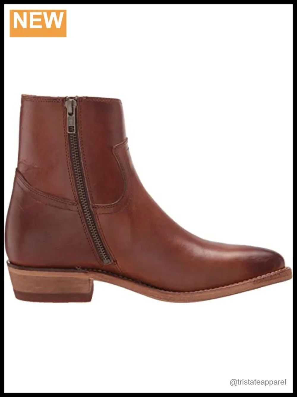Frye Billy Inside Zip Ankle Booties Women's Antiqued Leather Low Heel Zip